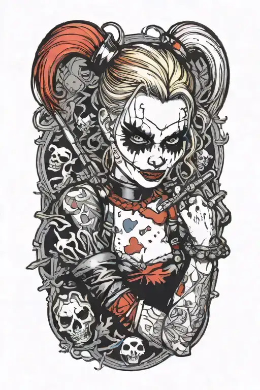 harley quinn holding tattoo design idea
