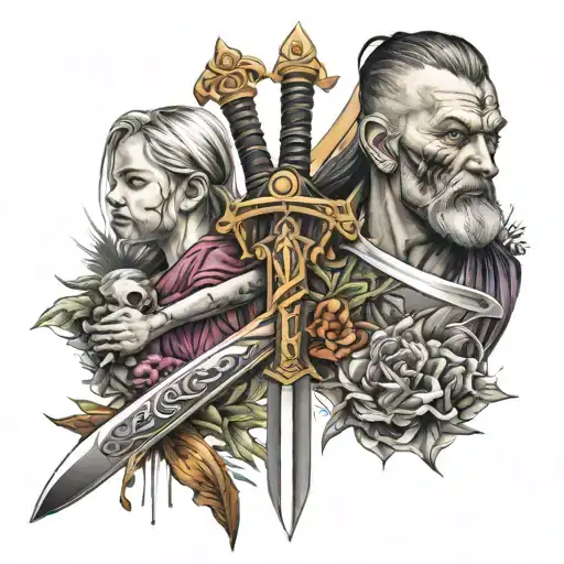Sword father daughter and son matching tattoos tattoo design idea