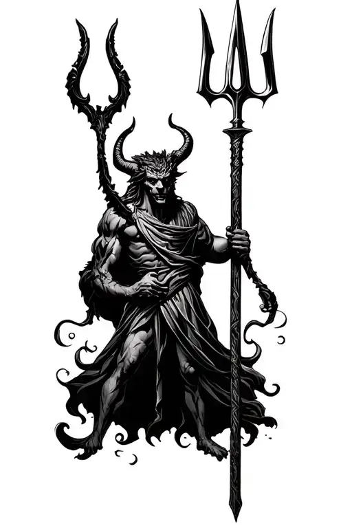 Manchester United devil holding trident tattoo design idea