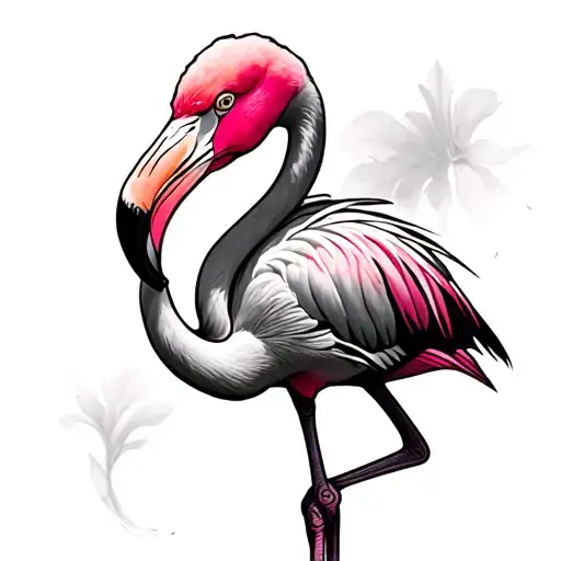 Pink Flamingo tattoo design idea