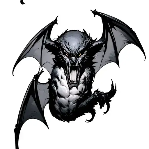 evil bat on the side tattoo design idea