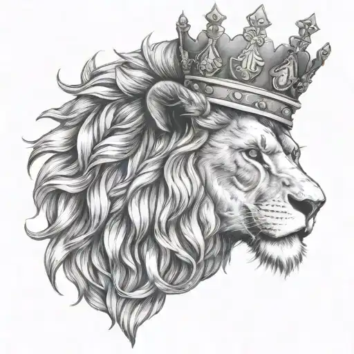 lion wearing a crown that has a Star of David in its eye tattoo design idea