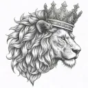 lion wearing a crown that has a Star of David in its eye tattoo design idea