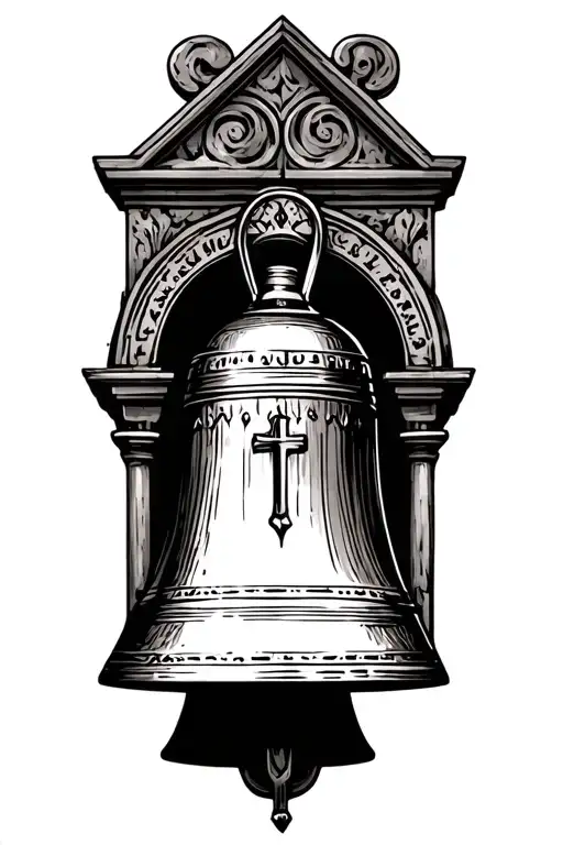 large church bell tattoo design idea
