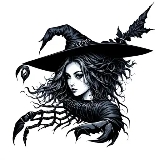 woman Scorpio ptsd depression anxiety witch tattoo design idea