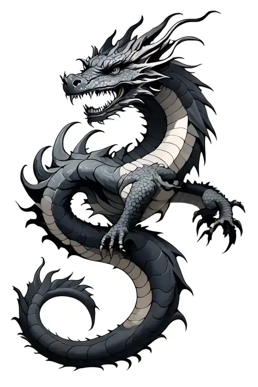 detailed dragon wrapped around arm tattoo design idea