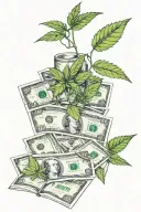 weed and money tattoo design idea
