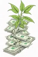 weed and money tattoo design idea