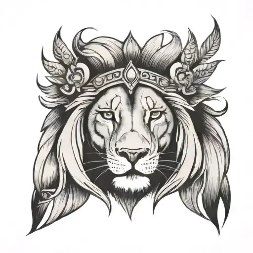 lion in a head dress tattoo design idea