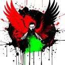 Picture Peter Poen in color with a predominance of green without wings tattoo design idea