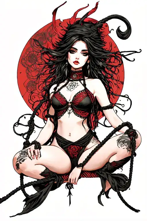 shibari, woman, witch, sexy, ocultism, lascivo tattoo design idea
