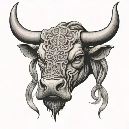 bull with jesus cross tattoo design idea