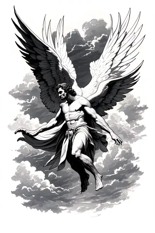 icarus falling from sky tattoo design idea