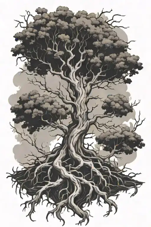 a poison tree with roots tattoo design idea