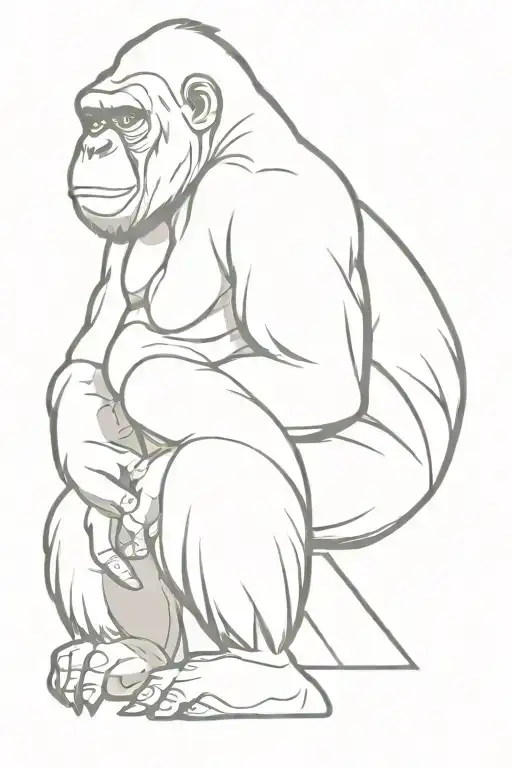 seated gorilla facing forward tattoo design idea