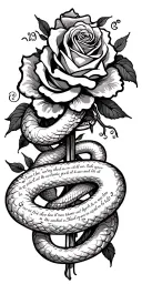 roses with snakes with Bible verses in clouds with the number 29 tattoo design idea