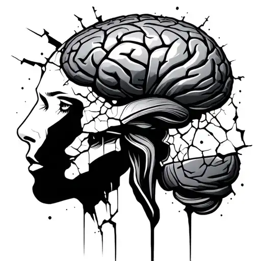 broken brain tattoo design idea