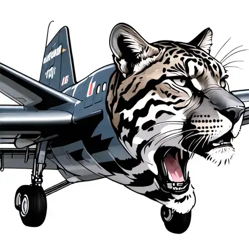 airplane and cougar tattoo design idea