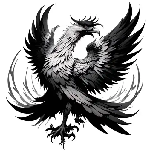 A phoenix with semicolon incorporated within tattoo design idea