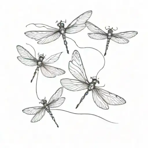 the time 3:30 with three dragonflies flying tattoo design idea
