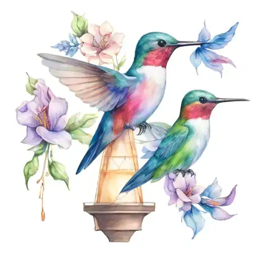 lighthouse hummingbird  tattoo design idea