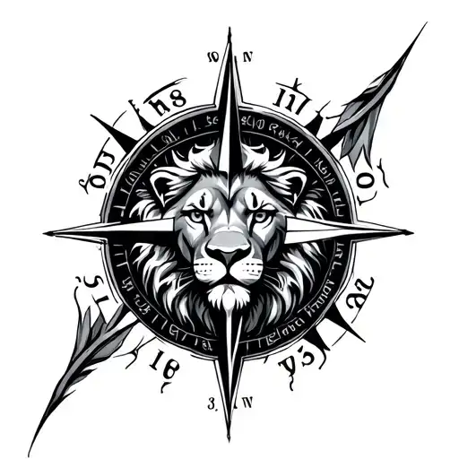 Lion Compass tattoo design idea