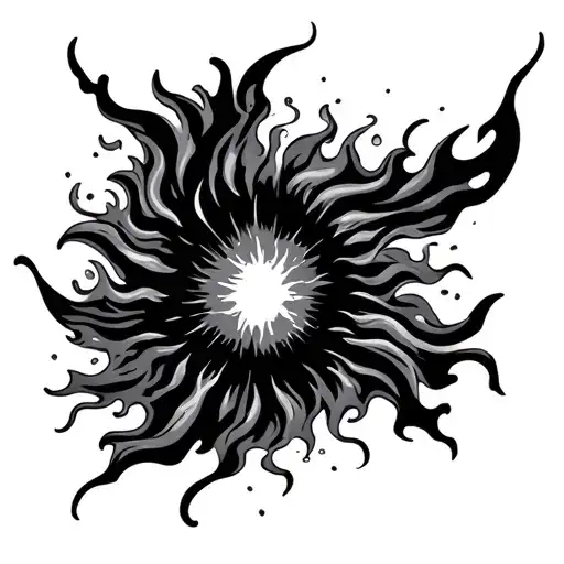 fireball explosion sun flames tattoo design idea
