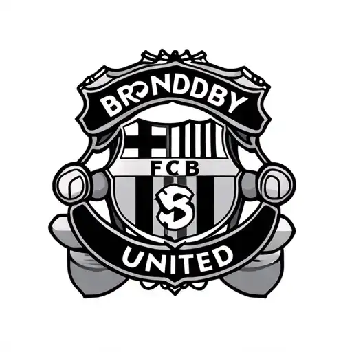 brøndby if, manchester united and barcelona logo incorporated tattoo design idea