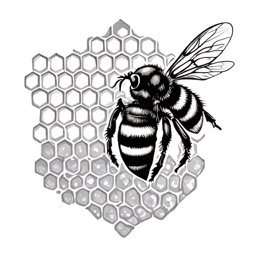 honeycomb pattern and honeybee tattoo design idea