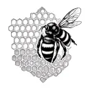 honeycomb pattern and honeybee tattoo design idea
