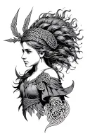 Celtic Scottish warrior woman tattoo design idea