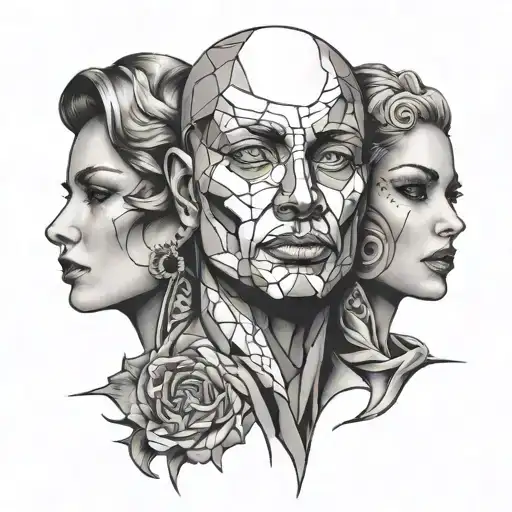 3 faces overlapping to make your own tattoo design idea