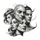 3 faces overlapping to make your own tattoo design idea