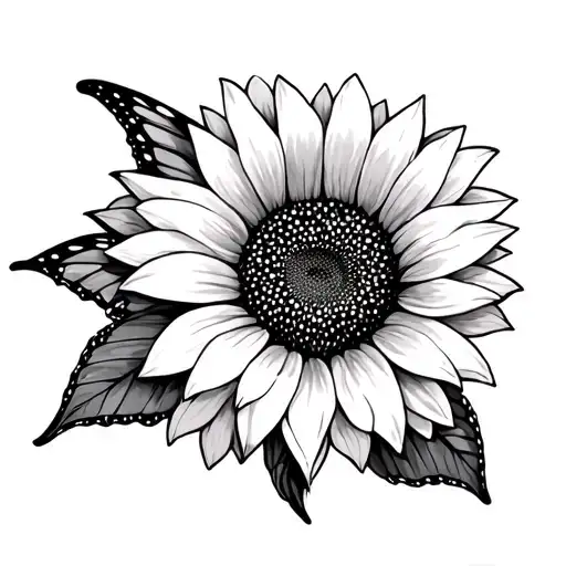 Butterfly Sunflower tattoo design idea