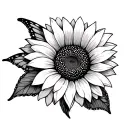 Butterfly Sunflower tattoo design idea
