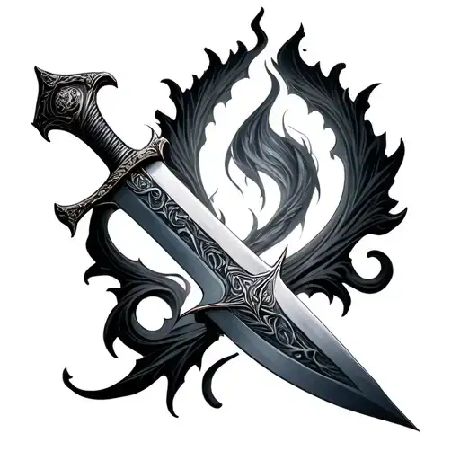 dark fantasy sword tattoo design idea