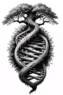 tree intertwined dna double helix tattoo design idea