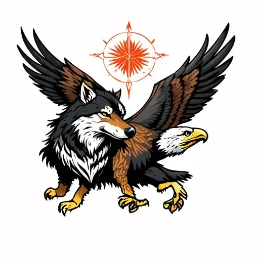 gimme some tatoo desgin based on my requirement, the tatto should be small, i need my spirit animal(eagle and wolf in it tattoo design idea
