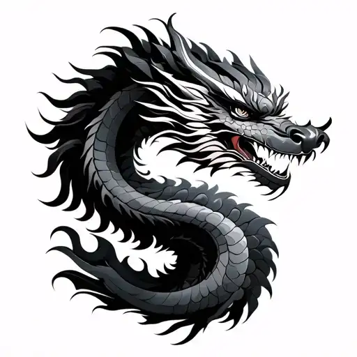 korean dragon with traditional good tattoo design idea