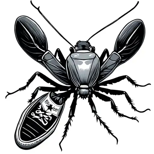 converse shoe stamping on a cockroach tattoo design idea