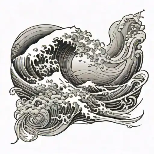 Tsunami tattoo design idea