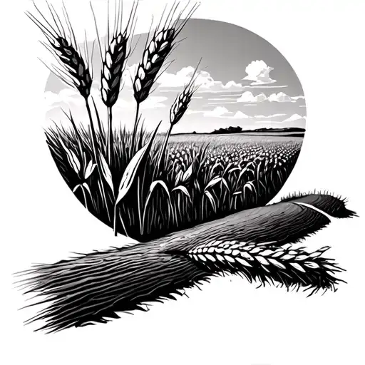 wheat field with corduroy road tattoo design idea