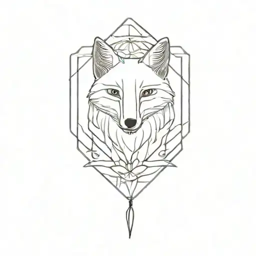 ractangle omamori talisma fox head inside tattoo design idea