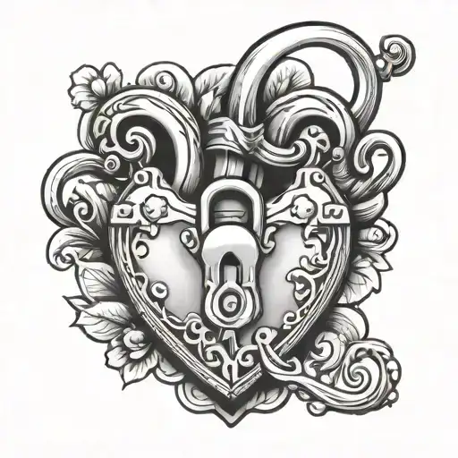 traditional tattoo style heart shaped lock tattoo design idea