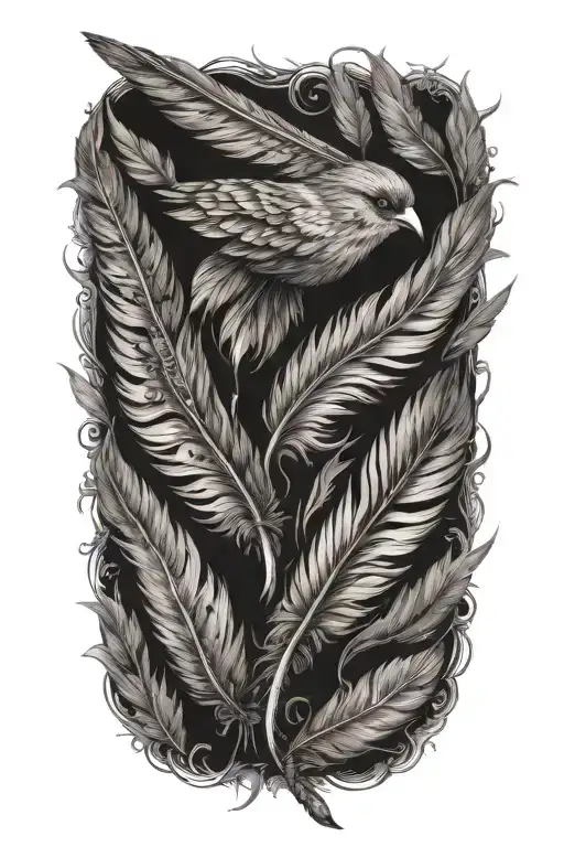 feather transforming to birds tattoo design idea