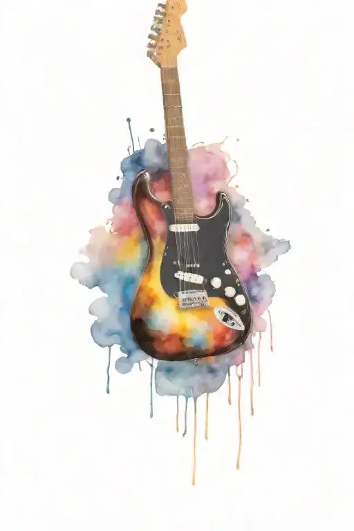 Black fender stratocaster guitar and a white gibson les Paul guitar tattoo design idea