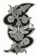 celtic dragonfly with celtic knot clover tattoo design idea