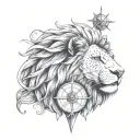Karabo and a Lion head with compass tattoo design idea