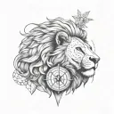 Karabo and a Lion head with compass tattoo design idea