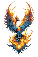 Phoenix rising from flames engulfing tattoo design idea